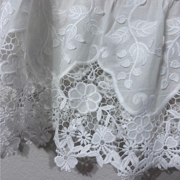 Anna Sui x Inc. White Cotton Embroidered w/ Lace & 3D Flowers. Modest, Feminine - Picture 5 of 16